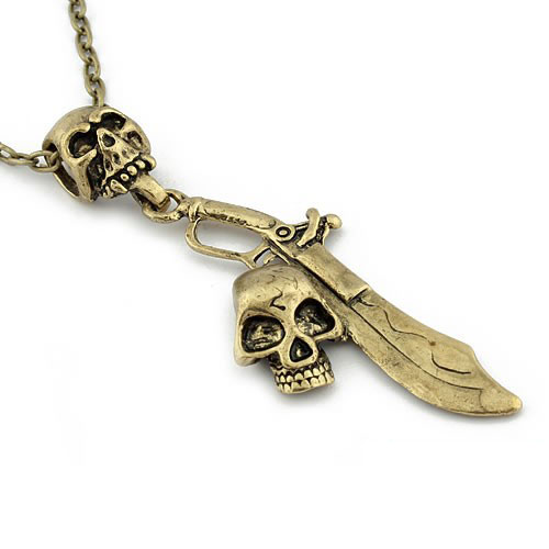 Retro Necklace Death's-Head (Sold in per package of 20pcs,assorted colors)