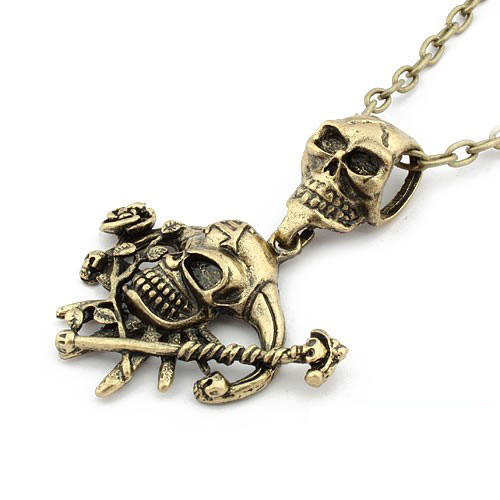 Retro Necklace Death's-Head (Sold in per package of 20pcs,assorted colors)