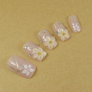 Crystal Flower Nail Tips (Sold in per package of 24pcs)