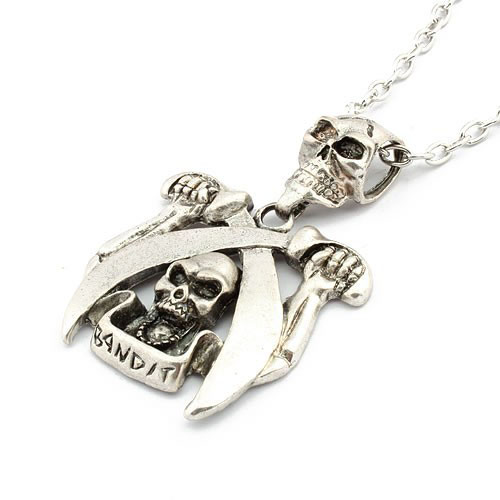 Retro Necklace Death's Head (Sold in per package of 20pcs,assorted colors)