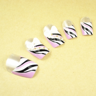 Pink Zebras Nail Tips (Sold in per package of 24pcs)
