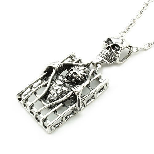 Retro Necklace Death's Head (Sold in per package of 20pcs,assorted colors)