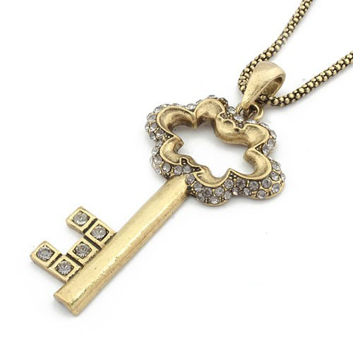 Retro Necklace Key  (Sold in per package of 15pcs,assorted colors)