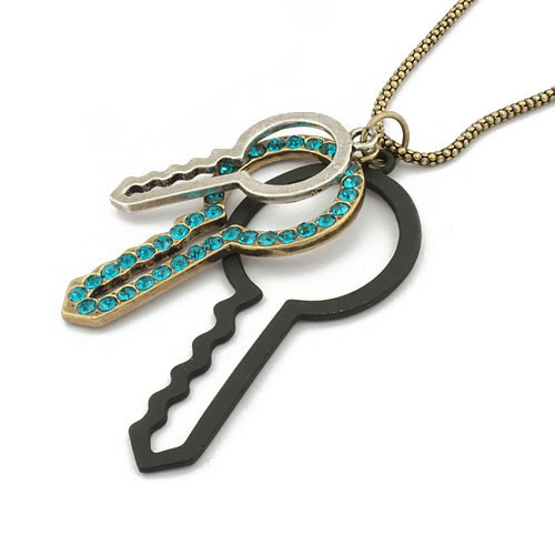 Retro Necklace Key  (Sold in per package of 15pcs,assorted colors)