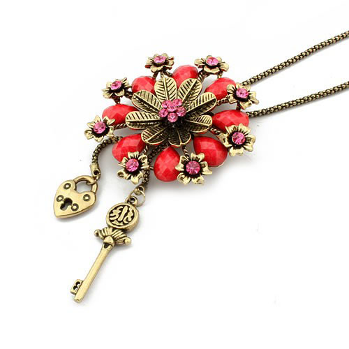 Retro Necklace Flower (Sold in per package of 12pcs,assorted colors)