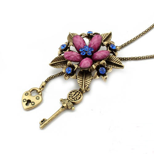 Retro Necklace Flower (Sold in per package of 12pcs,assorted colors)