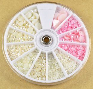 Semicircle Pearl Nail Art Decoration (Sold in per package of 6 tray,assorted)