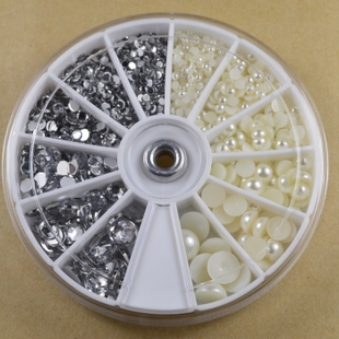 Glitter Rhinestone And Pearl Nail Art Decoration (Sold in per package of 5 tray,assorted)