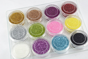 Glitter Powder Nail Art Decoration (Sold in per package of 12pcs,assorted colors)