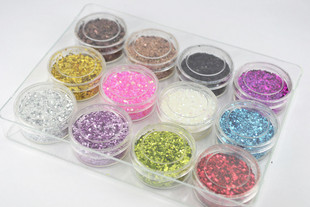 Shiny Nail Art Glitter Dust And Powder (Sold in per package of 12pcs,assorted colors)