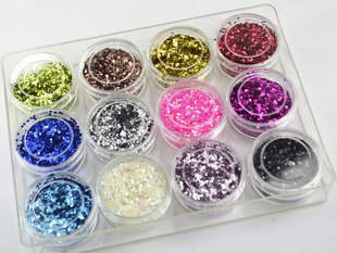 Shiny Nail Art Glitter Powder Dust (Sold in per package of 12pcs,assorted colors)