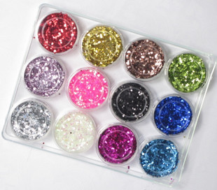 Shiny Nail Art Glitter Powder Dust (Sold in per package of 12pcs,assorted colors)
