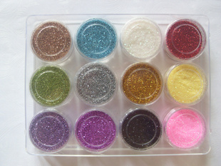 Acrylic Flashing Powder For Nail Art Tips Decoration (Sold in per package of 12pcs,assorted colors)
