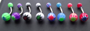 Maple Leaf Ball Navel Belly Rings (Sold in per package of 25pcs,assorted colors)