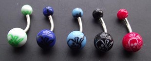 Skull Ball Navel Belly Rings (Sold in per package of 25pcs,assorted colors)