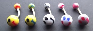 Smiling Face Ball Navel Belly Rings (Sold in per package of 25pcs,assorted colors)