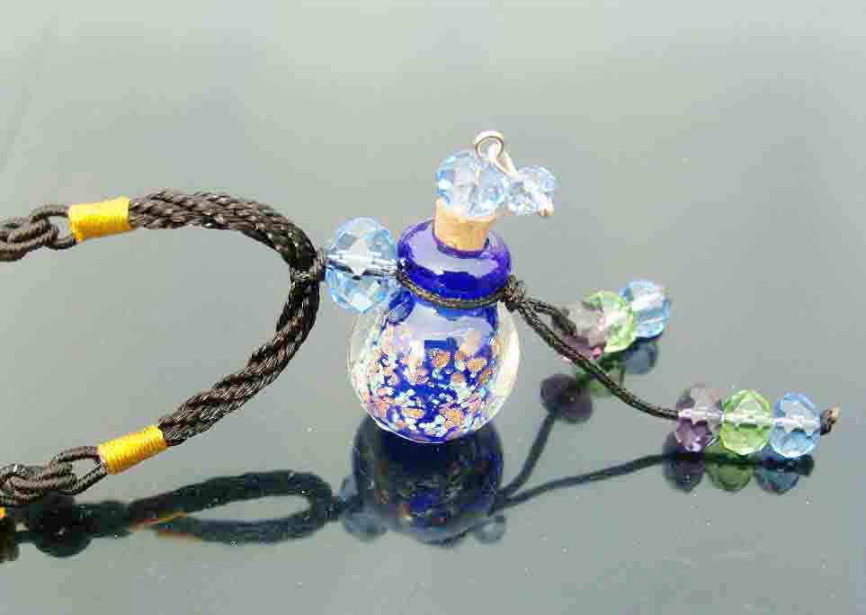 Luminous Murano Glass Perfume Necklace Dark Blue