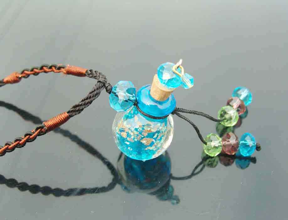 Luminous Murano Glass Perfume Necklace Light Blue