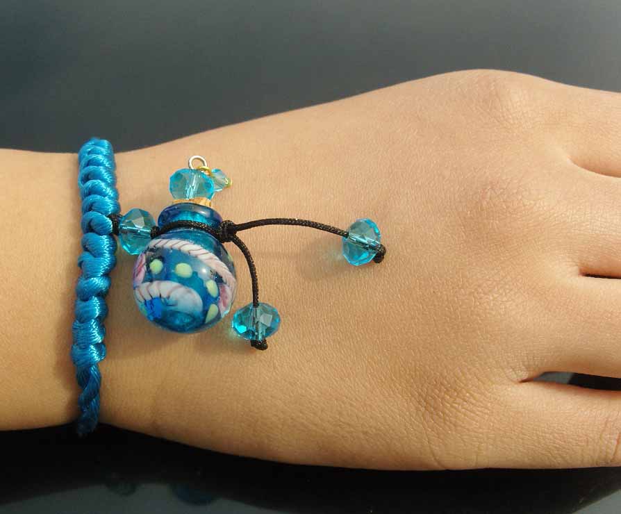 Murano Glass Perfume Flower Bracelet Light Blue