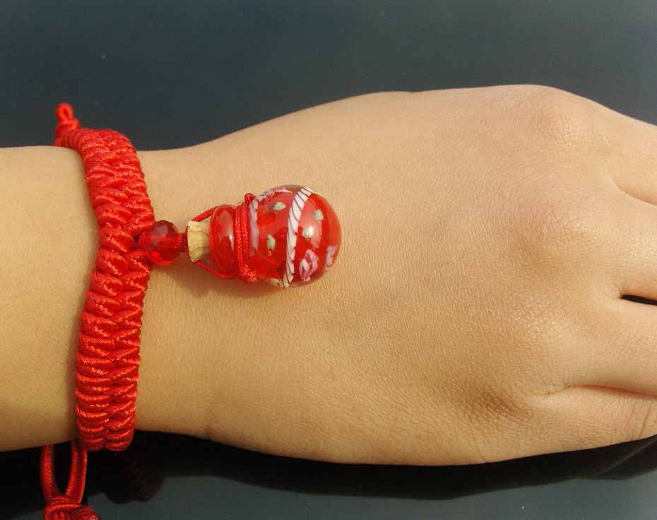 Murano Glass Perfume Flower Bracelet Red