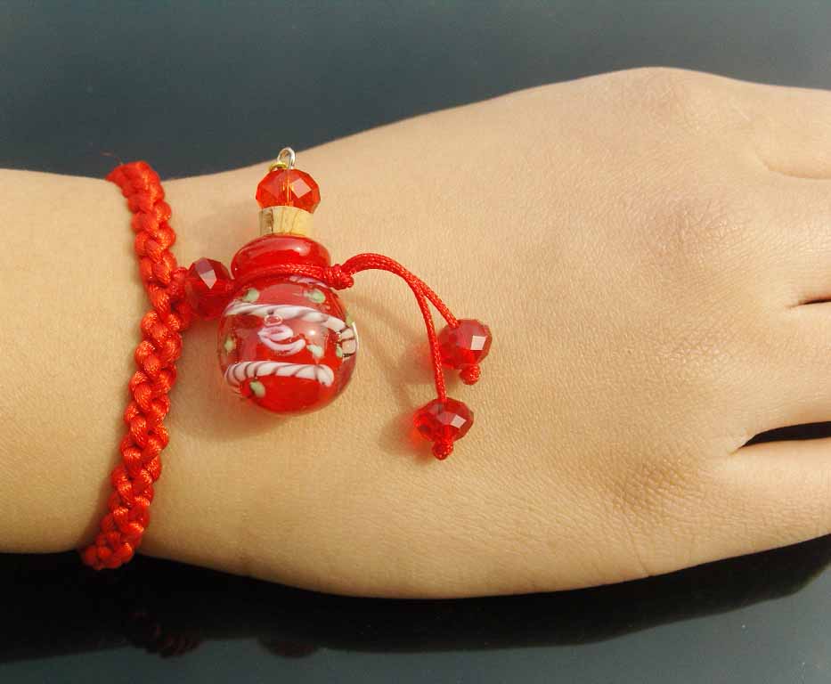 Murano Glass Perfume Flower Bracelet Red