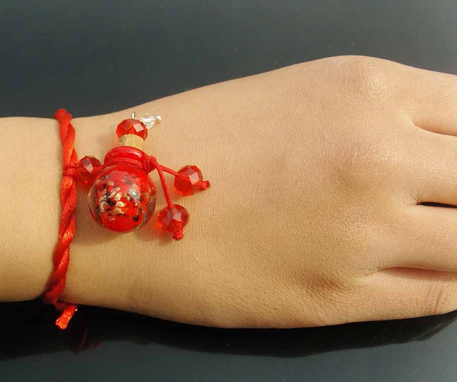 Murano Glass Perfume Flower Bracelet Red