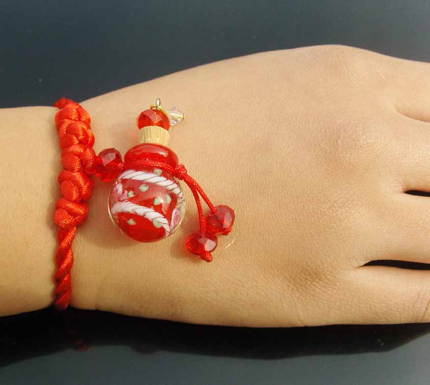 Murano Glass Perfume Flower Bracelet Red