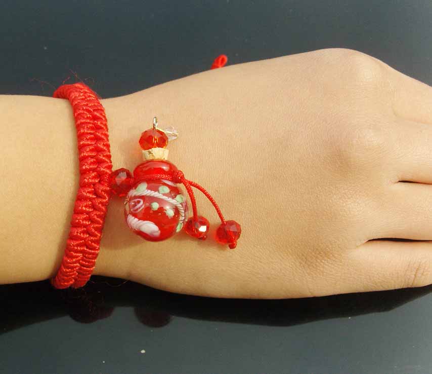 Murano Glass Perfume Flower Bracelet Red