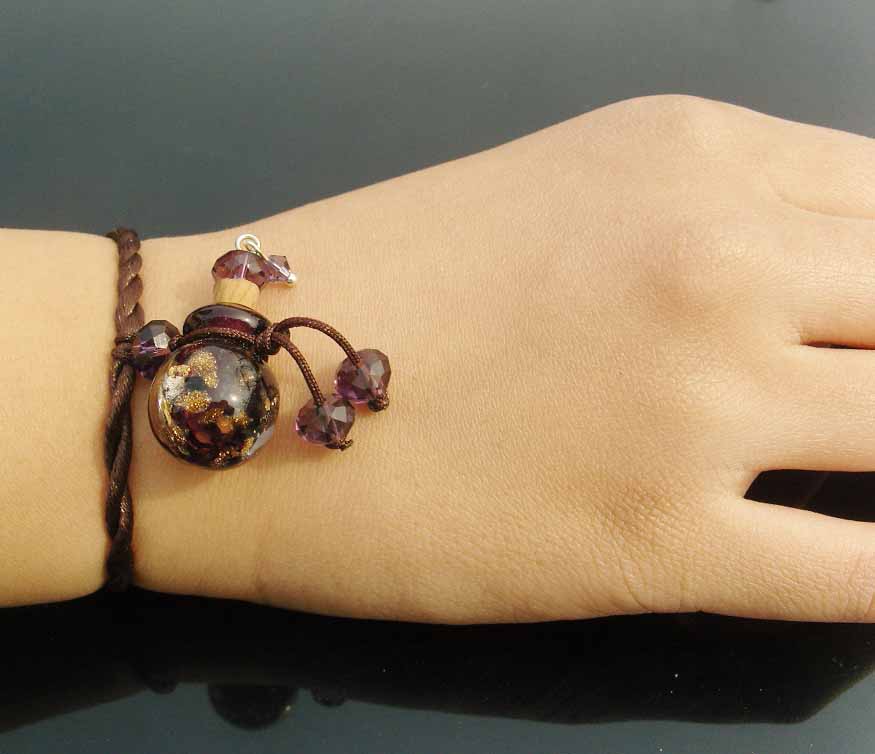 Murano Glass Perfume Flower Bracelet Purple