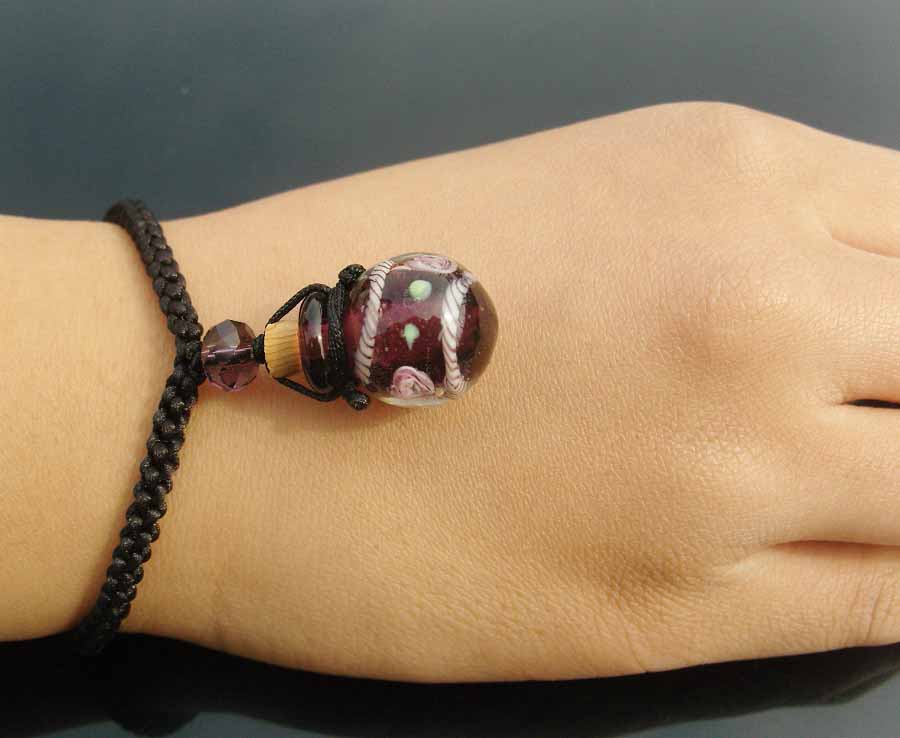 Murano Glass Perfume Flower Bracelet Purple