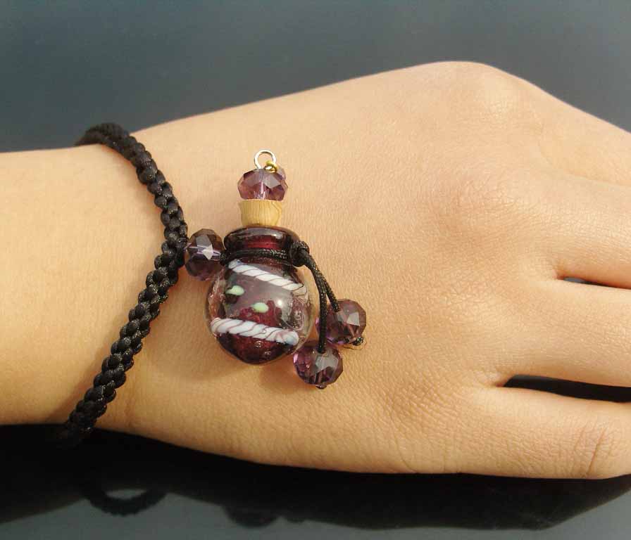 Murano Glass Perfume Flower Bracelet Purple