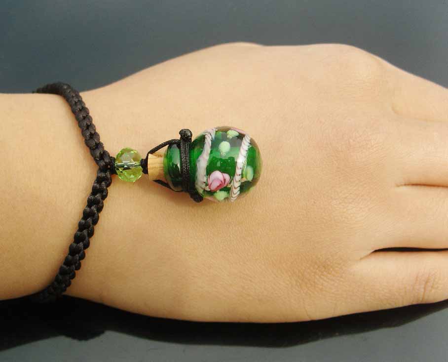 Murano Glass Perfume Flower Bracelet Green