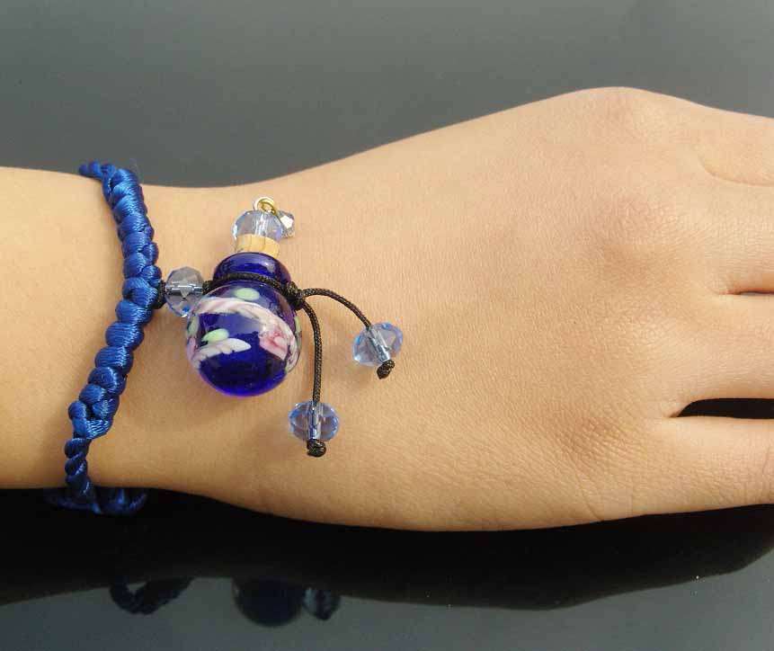 Murano Glass Perfume Flower Bracelet Dark Blue