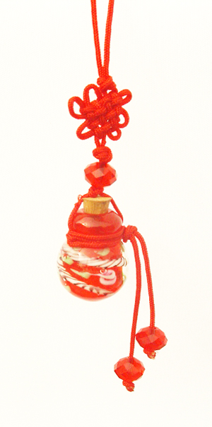 Murano Glass Perfume Cellphone Strap Flower Red