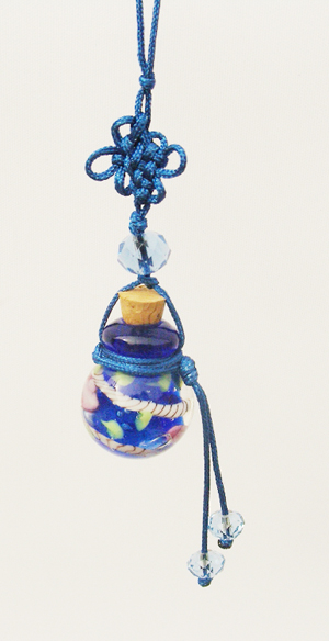 Murano Glass Perfume Cellphone Strap Flower Dark Blue