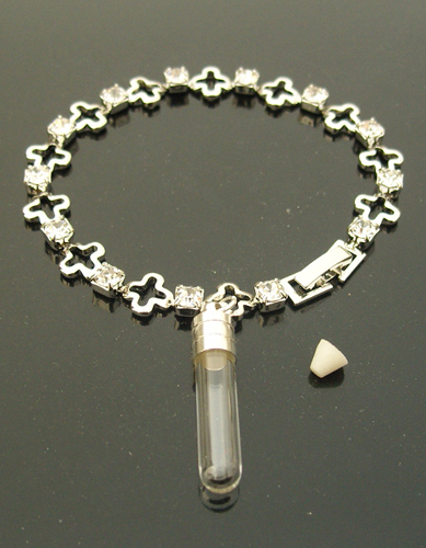 Rhinestone Cross Bracelet With 5MM Glass Vials