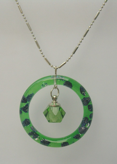 Murano Glass Perfume Necklace With Crystal Vials(with chain)