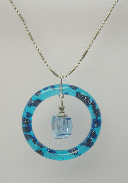 Murano Glass Perfume Necklace With Crystal Vials(with chain)