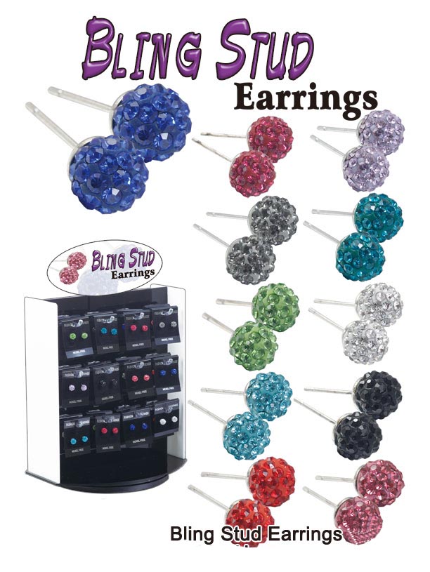 Shamballa Earrings (Sold in per package of 12pairs, assorted colors)