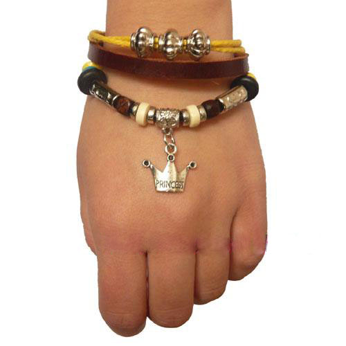 Leather Princess Crown Bracelets (Sold in per package of 12pcs)