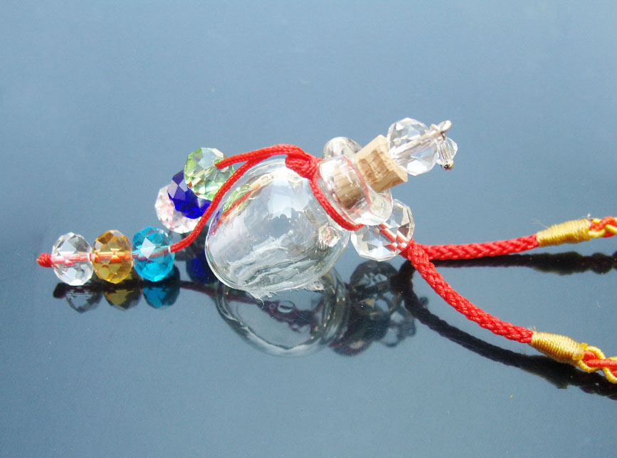 Murano Glass Perfume Necklace Vase Clear (with cord)