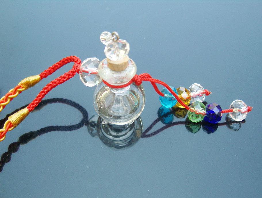 Murano Glass Perfume Necklace Crystal Ball Clear (with cord)