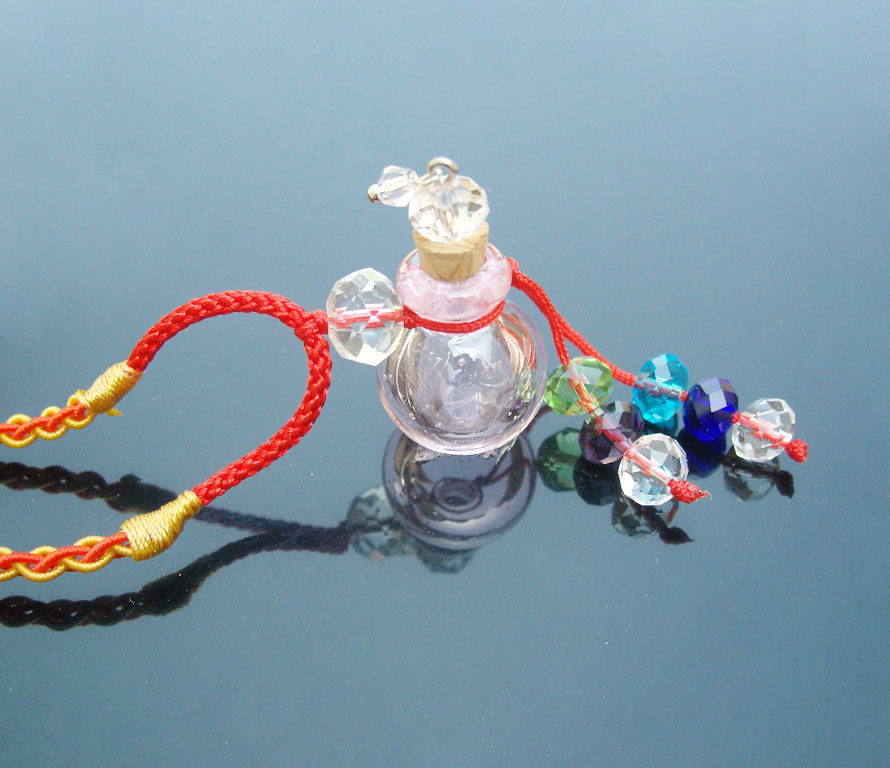 Murano Glass Perfume Necklace Crystal Ball Pink (with cord)