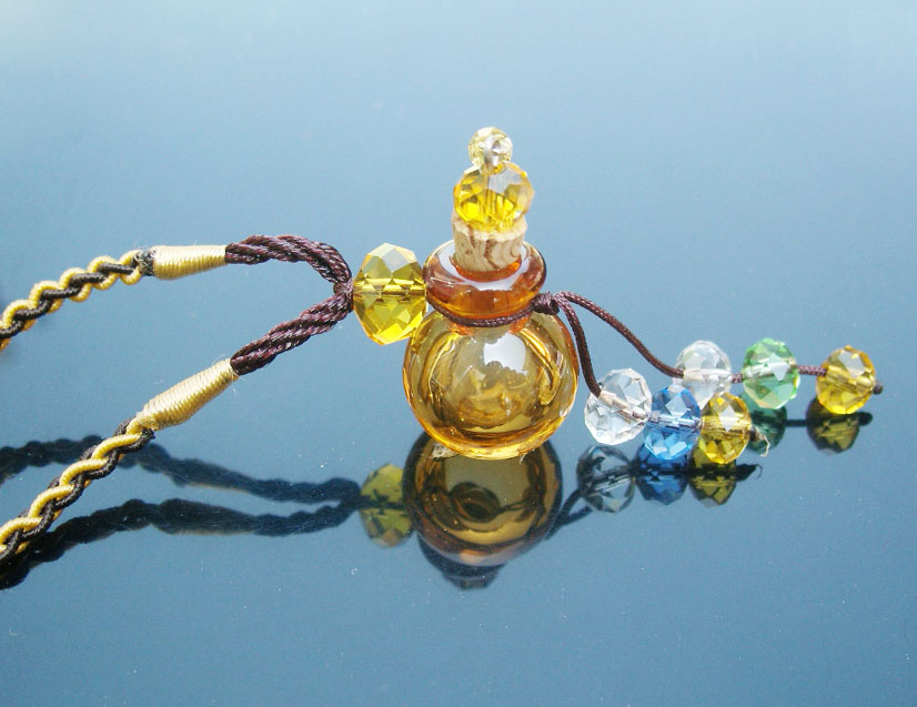 Murano Glass Perfume Necklace Crystal Ball Champagne (with cord)