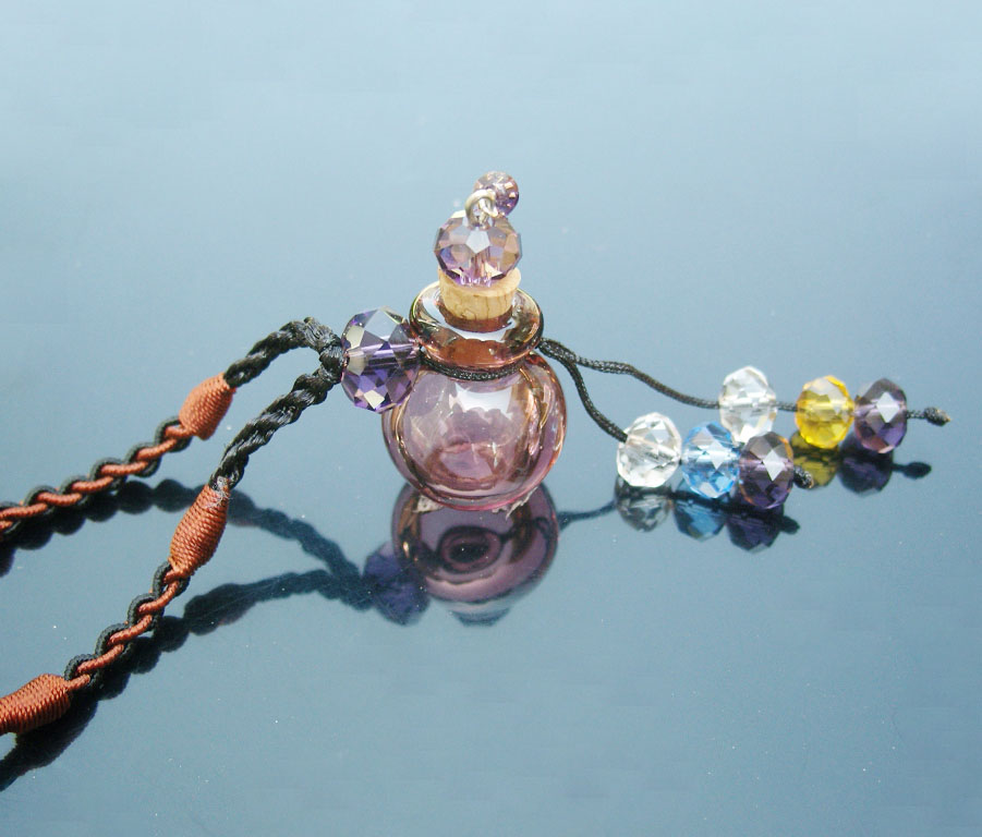 Murano Glass Perfume Necklace Crystal Ball Purple (with cord)