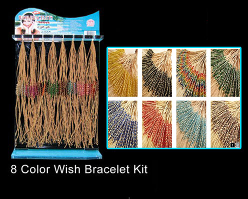 12 Beads Raffia Wish Bracelets(Assorted Designs)