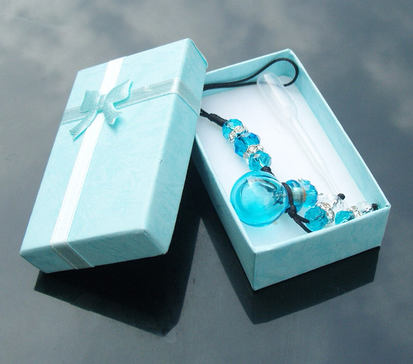 Murano Glass Perfume Cellphone Strap Crystal Ball Light Blue