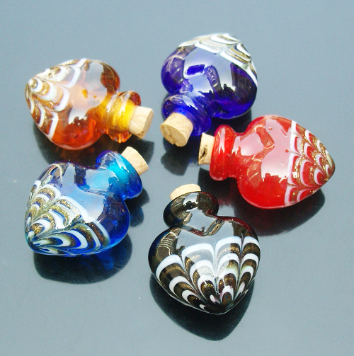 Murano Glass Essential Oil Vials (25MMx28MM, assorted colors)