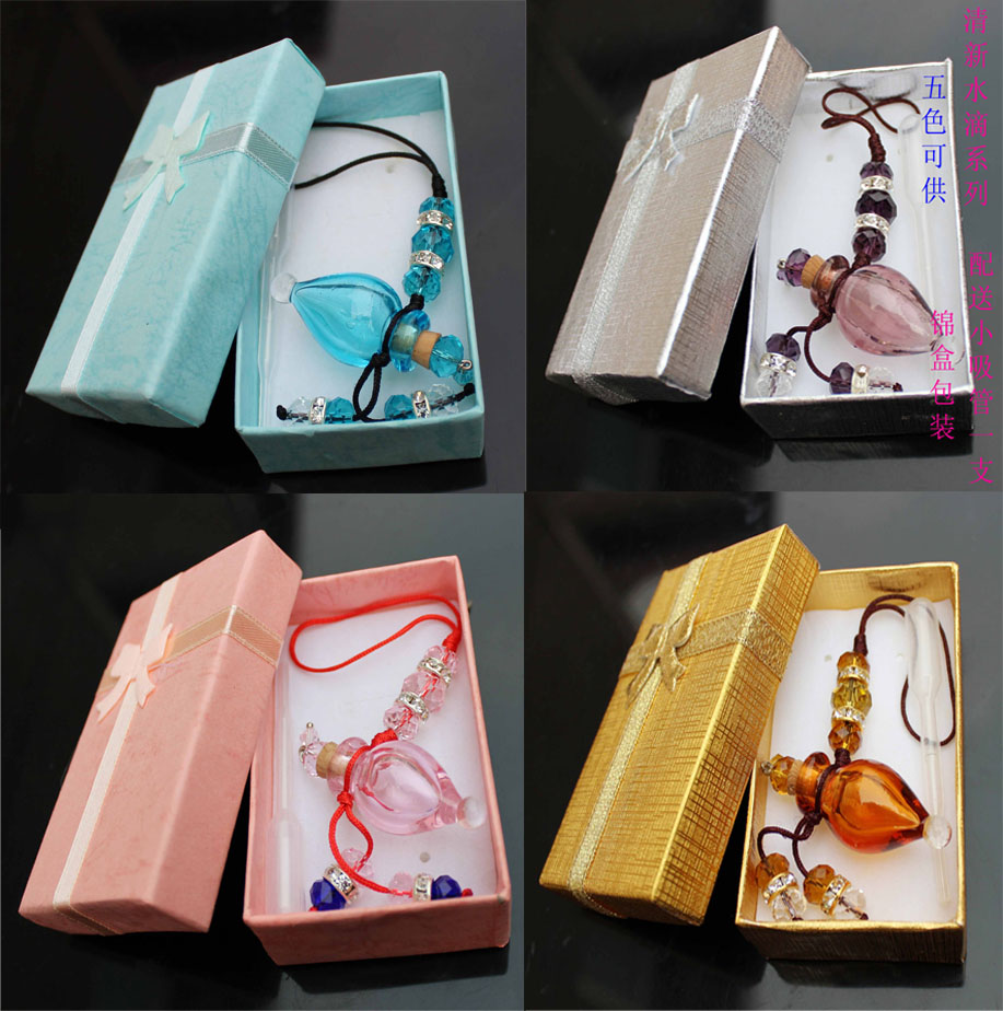 Murano Glass Perfume Vial Pendant Bag Straps Tear Drop