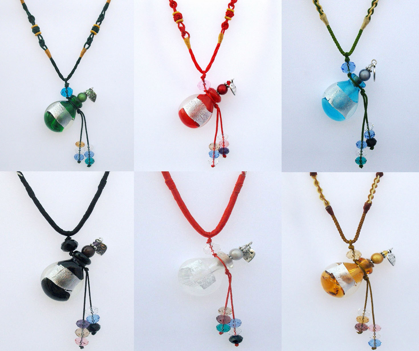 Murano Glass Perfume Necklaces (with cord)